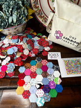 Load image into Gallery viewer, Showered with Love, 1" hexagons 620 piece Comfort Quilt Kit