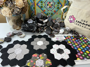 Ebony and Ivory, 1" Hexagons 1100 piece, Throw Quilt Kit