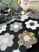 Load image into Gallery viewer, Ebony and Ivory, 1&quot; Hexagons 1100 piece, Throw Quilt Kit