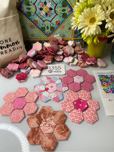 Pretty In Pink, 1" Hexagons 620 piece Comfort Quilt Kit