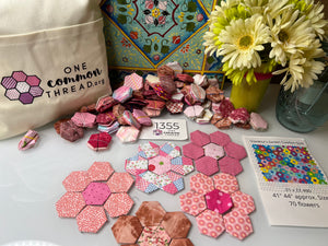 Pretty In Pink, 1" Hexagons 620 piece Comfort Quilt Kit
