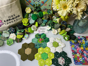 Spring Fling Garden,  1" Hexagons Throw Quilt Kit, 950 pieces