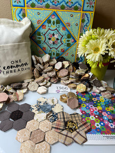 Brown Sugar,  1" Hexagons Throw Quilt Kit, 950 pieces