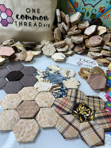 Brown Sugar,  1" Hexagons Throw Quilt Kit, 950 pieces