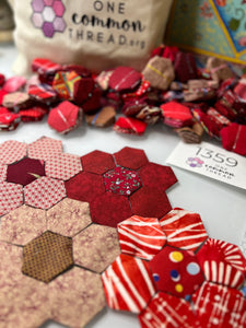 Be Wild and Cherry,  1" hexagons Throw Quilt Kit, 840 pieces