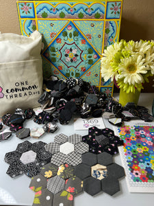 Tickling the Keys,  1" Hexagons Throw Quilt Kit, 950 pieces