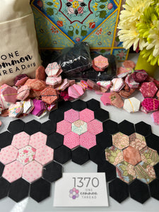 Cotton Candy Cherry Blossoms, 1" Hexagons 1100 piece, Throw Quilt Kit