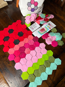 Holiday Quilt Watermelon Summer Square and or Wall Hanging, 1" Hexagons, 300 pieces