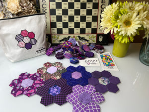 Color Me Purple Roses, 1" Hexagon Table Runner Kit, 260 pieces