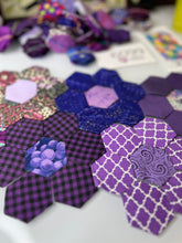 Load image into Gallery viewer, Color Me Purple Roses, 1&quot; Hexagon Table Runner Kit, 260 pieces