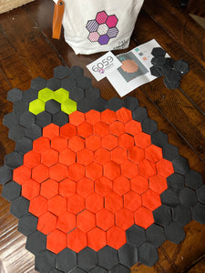 Holiday Quilt Halloween Pumpkin Square and or Wall Hanging, 1" Hexagons, 295 pieces