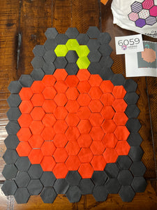 Holiday Quilt Halloween Pumpkin Square and or Wall Hanging, 1" Hexagons, 295 pieces