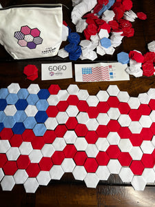 Holiday Quilt 4th of July Square and or Wall Hanging, 1" Hexagons, 475 pieces