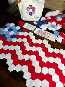 Holiday Quilt 4th of July Square and or Wall Hanging, 1" Hexagons, 475 pieces