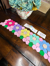 Load image into Gallery viewer, Holiday Quilt Spring Flowers Square and or Wall Hanging, 1&quot; Hexagons, 60 pieces