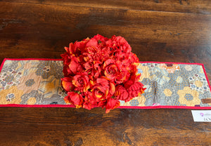 Faded Blue with Red Trim, A Finished Table Runner