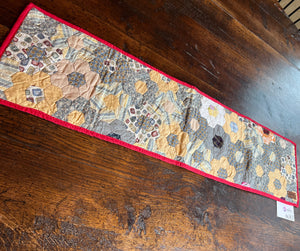 Faded Blue with Red Trim, A Finished Table Runner