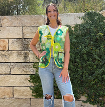 Load image into Gallery viewer, Four Leaf Clover. Quilted Vest with Tie