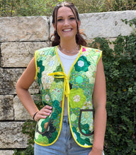 Load image into Gallery viewer, Four Leaf Clover. Quilted Vest with Tie