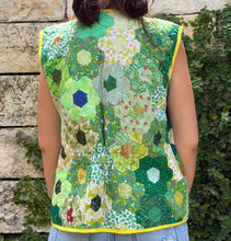 Load image into Gallery viewer, Four Leaf Clover. Quilted Vest with Tie
