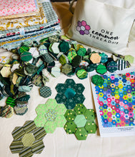 Load image into Gallery viewer, Glorious Green,  1&quot; Hexagons Throw Quilt Kit, 950 pieces