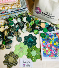 Load image into Gallery viewer, Glorious Green,  1&quot; Hexagons Throw Quilt Kit, 950 pieces