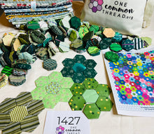 Load image into Gallery viewer, Glorious Green,  1&quot; Hexagons Throw Quilt Kit, 950 pieces