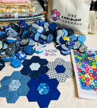 Load image into Gallery viewer, Brilliant Blues,  1&quot; Hexagons Throw Quilt Kit, 950 pieces