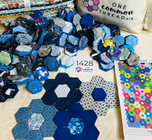 Load image into Gallery viewer, Brilliant Blues,  1&quot; Hexagons Throw Quilt Kit, 950 pieces