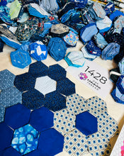 Load image into Gallery viewer, Brilliant Blues,  1&quot; Hexagons Throw Quilt Kit, 950 pieces