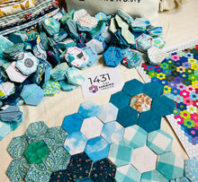 Load image into Gallery viewer, Turquoise Skies,  1&quot; Hexagons Throw Quilt Kit, 950 pieces