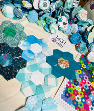 Load image into Gallery viewer, Turquoise Skies,  1&quot; Hexagons Throw Quilt Kit, 950 pieces