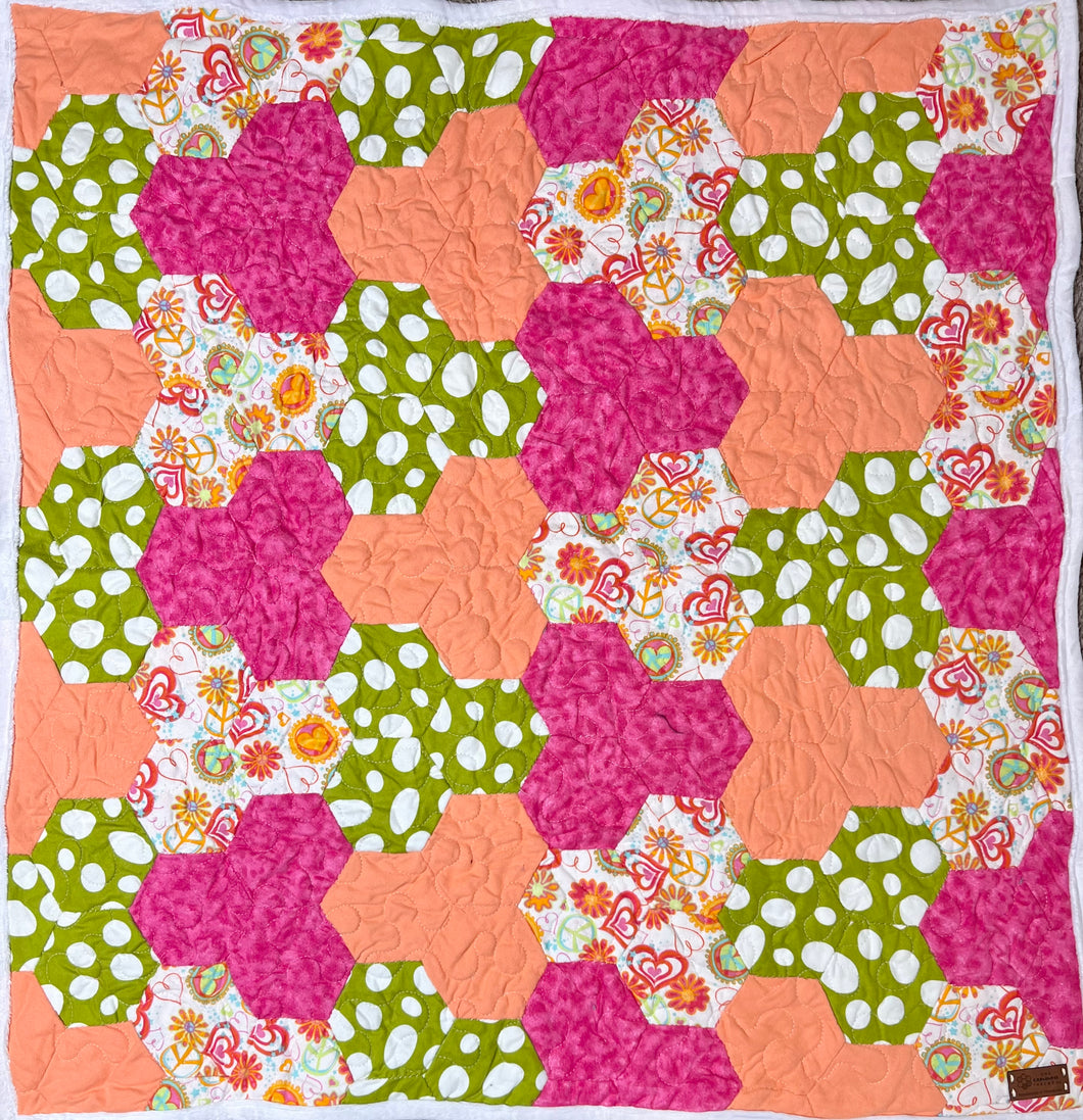 Pink Polka Dot, A Finished Baby Quilt