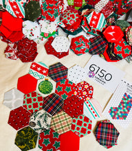 Load image into Gallery viewer, Bright Christmas Scrap Stocking  Kit, Makes 2, 1&quot; Hexagons, 200 pieces