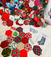 Load image into Gallery viewer, Bright Christmas Scrap Stocking  Kit, Makes 2, 1&quot; Hexagons, 200 pieces