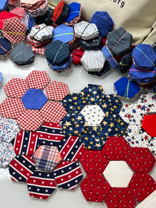 God Bless America, 1" Hexagons 520 piece Comfort Quilt Kit