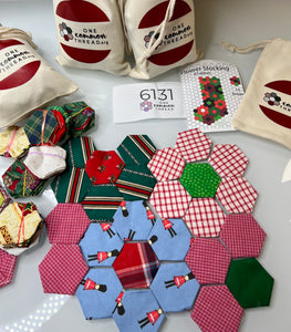 Christmas Garden Stocking  Kit, Makes 1, 1" Hexagons, 100 pieces