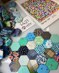 Wave on Wave, 1" Hexagons 1100 piece Quilt Kit