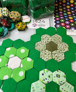 I Often Go Walking in Spring,  1" hexagons Throw Quilt Kit, 1200 pieces