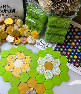 Eternal Spring,  1" hexagons Throw Quilt Kit, 1200 pieces
