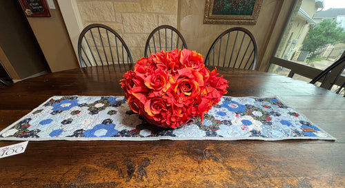 Hydrangea Blue, A Finished Table Runner