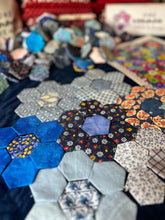 Load image into Gallery viewer, All That Blue,  1&quot; hexagons Throw Quilt Kit, 950 pieces