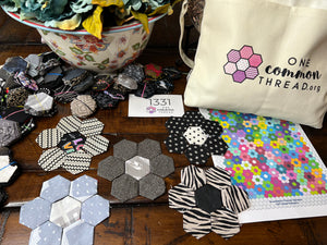 Storm Clouds,  1" Hexagons Throw Quilt Kit, 950 pieces