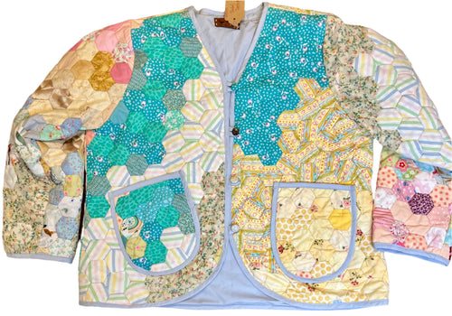 Petal Pasture, Quilted Jacket with Buttons