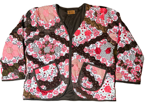 Edmonton Cherry Blossoms, Quilted Jacket with Buttons