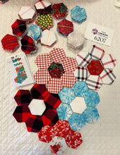 Load image into Gallery viewer, Christmas Stocking Garden in Plaids Kit, Makes 1, 1&quot; Hexagons, 100 pieces