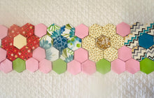 Load image into Gallery viewer, Holiday Quilt Spring Flowers Square and or Wall Hanging, 1&quot; Hexagons, 60 pieces