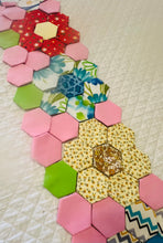 Load image into Gallery viewer, Holiday Quilt Spring Flowers Square and or Wall Hanging, 1&quot; Hexagons, 60 pieces