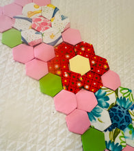 Load image into Gallery viewer, Holiday Quilt Spring Flowers Square and or Wall Hanging, 1&quot; Hexagons, 60 pieces