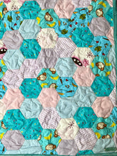 Load image into Gallery viewer, Aqua Monkey, A Finished Baby Quilt